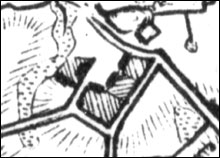 Dorfanlage von Striesenow nach der Generalkarte des Grafen Schmettau um 1780